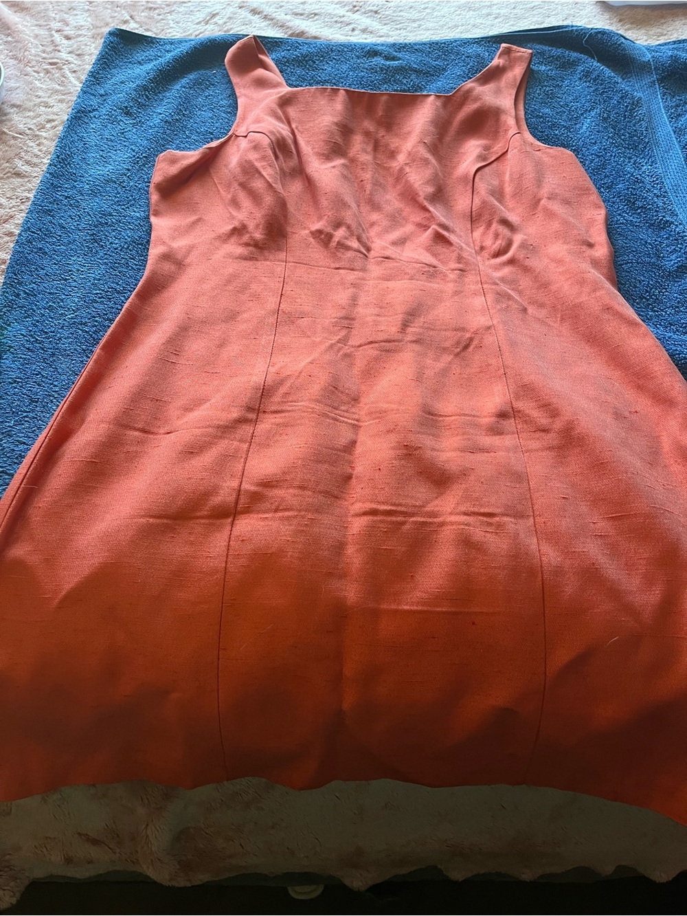 Women's Sleeveless Square Neck Dress - Coral